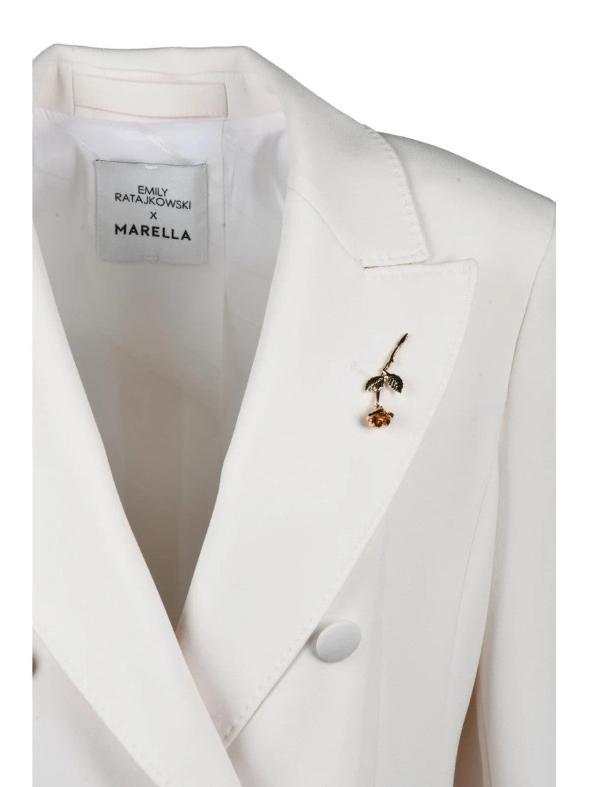 Ratajkowski X Marella White Triacetate Polyester Double-Breasted Jacket