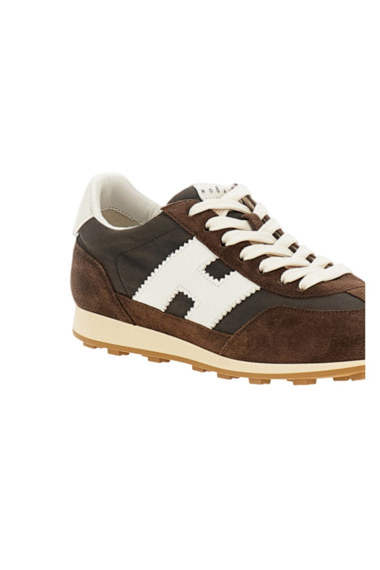 Hogan Brown H727 Suede Fabric Sneakers