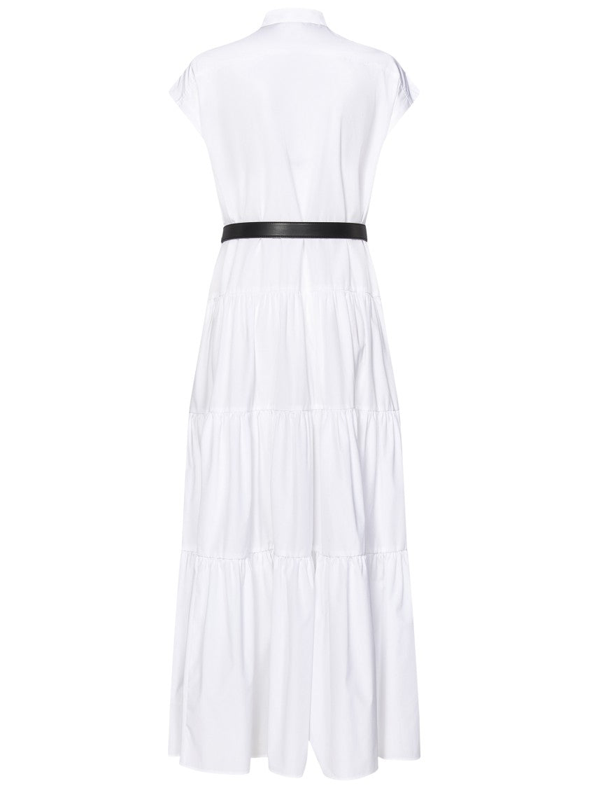 Max Mara Midi Dress In White Cotton Poplin
