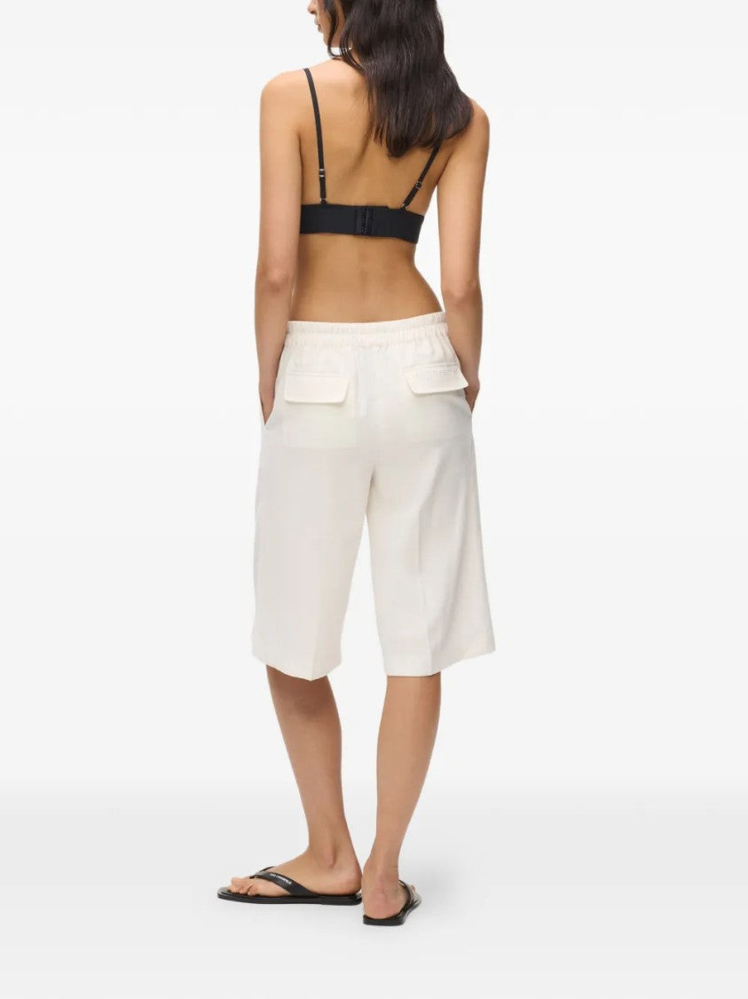 Karl Lagerfeld Relaxed Fit White Shorts With Elastic Waistband