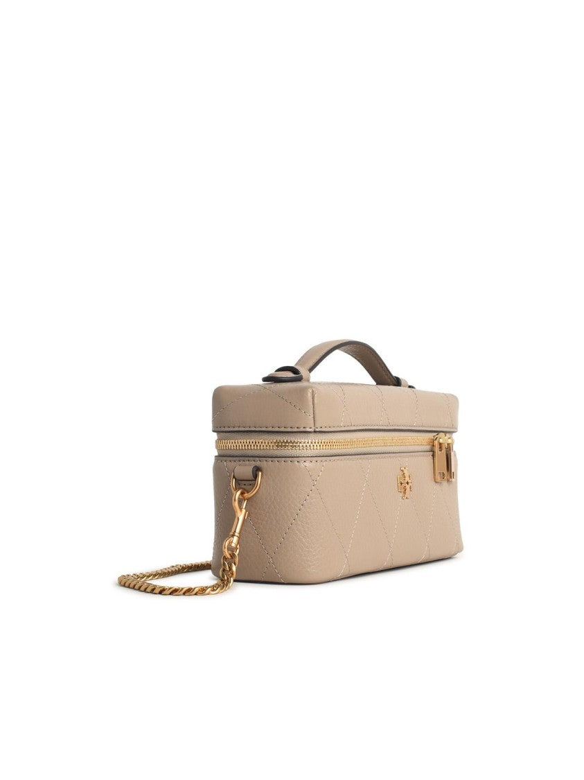 Tory Burch 'Charlie' Mini Beige Leather Beauty Case