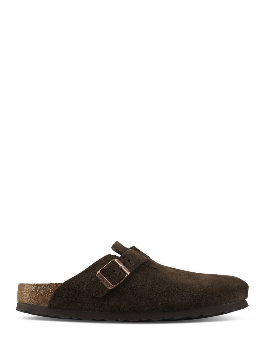 Birkenstock Mocca Boston Sfb Adjustable Buckle Suede Mules