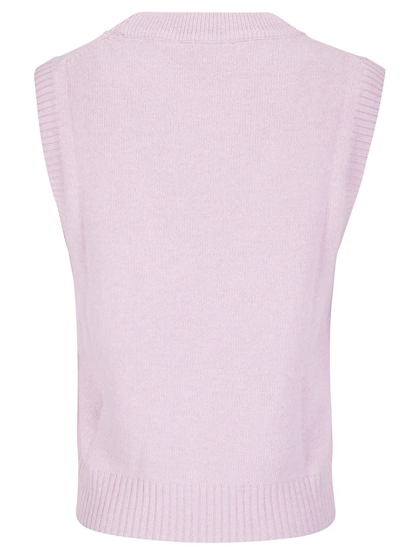 Ganni Textured Knit Vest With Playful Puppy Graphic