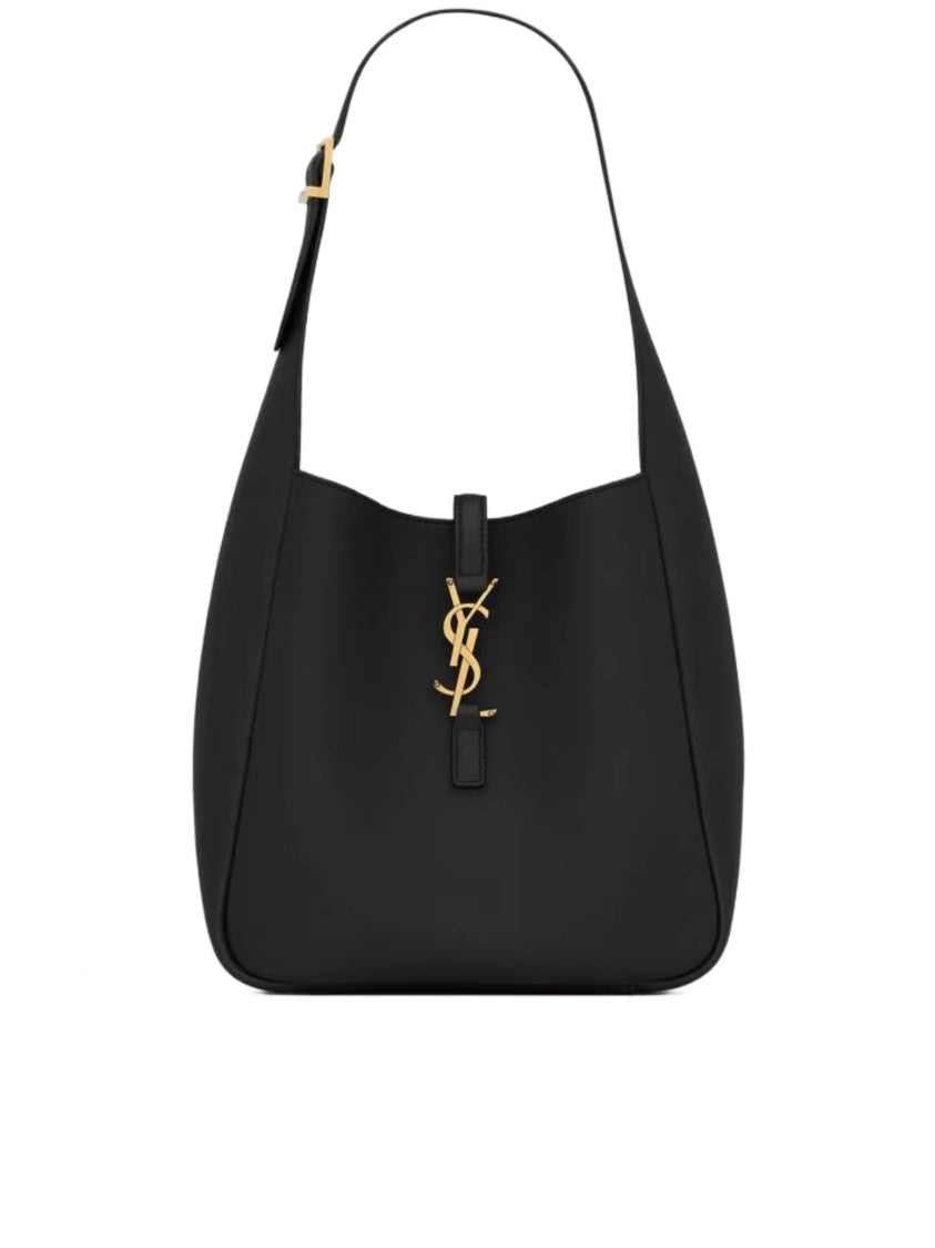 Saint Laurent Le 5A7 S Structured Black Leather Shoulder Bag