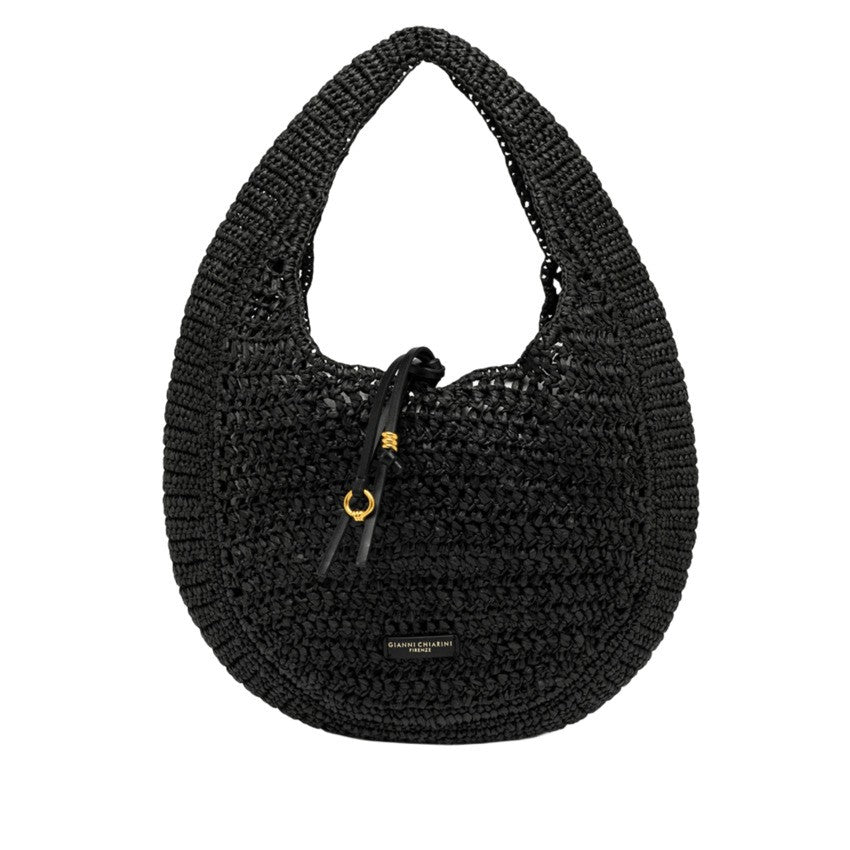 Gianni Chiarini Crochet Straw Hobo Bag