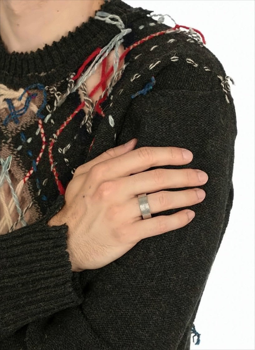 Maison Margiela Polished Silver Ring With Engraved Details