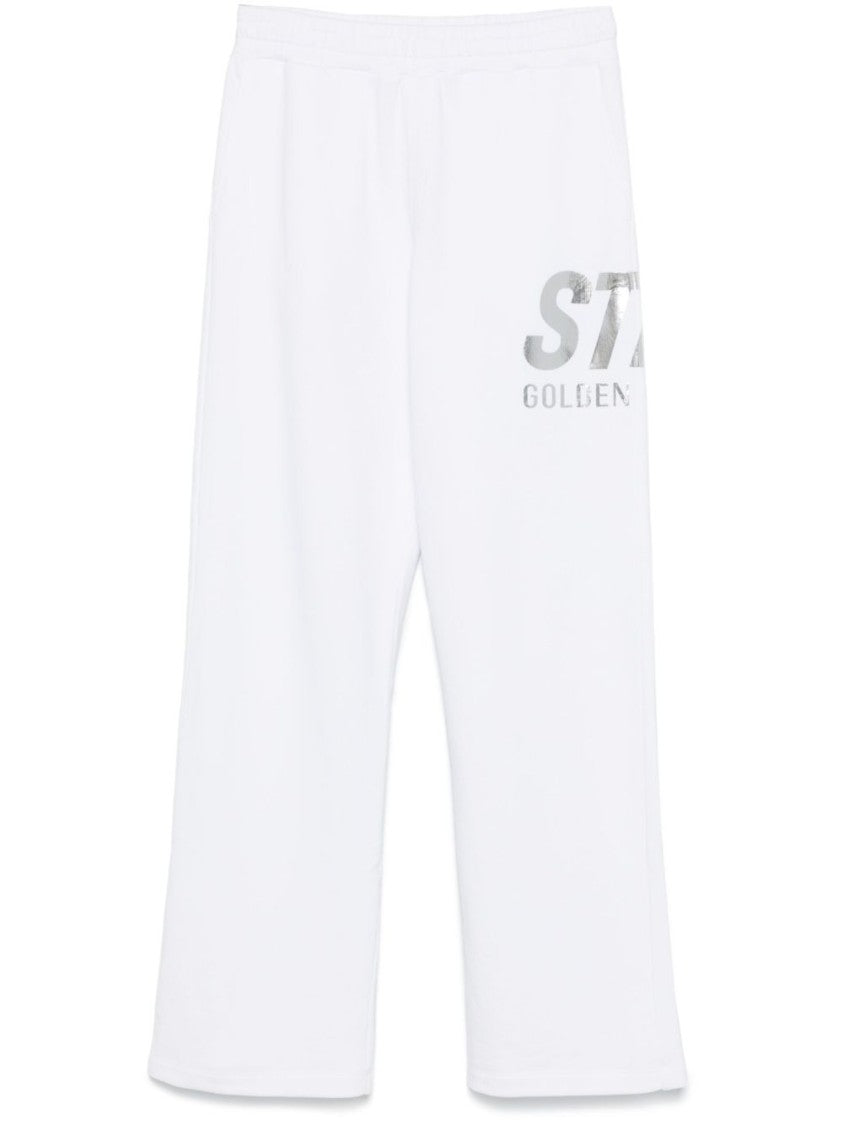 Golden Goose Relaxed-Fit White Trousers With Graphic Print