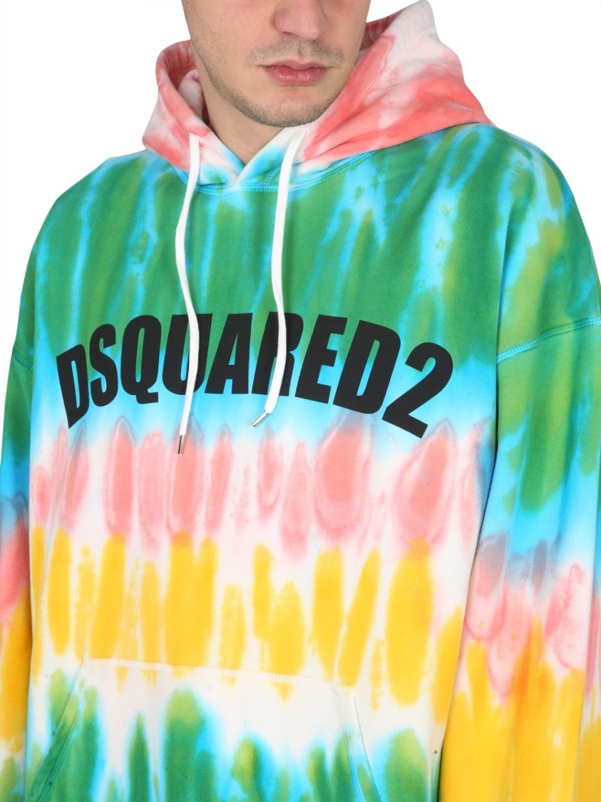 Dsquared2 Tie-Dye Hoodie With Striking Logo Design