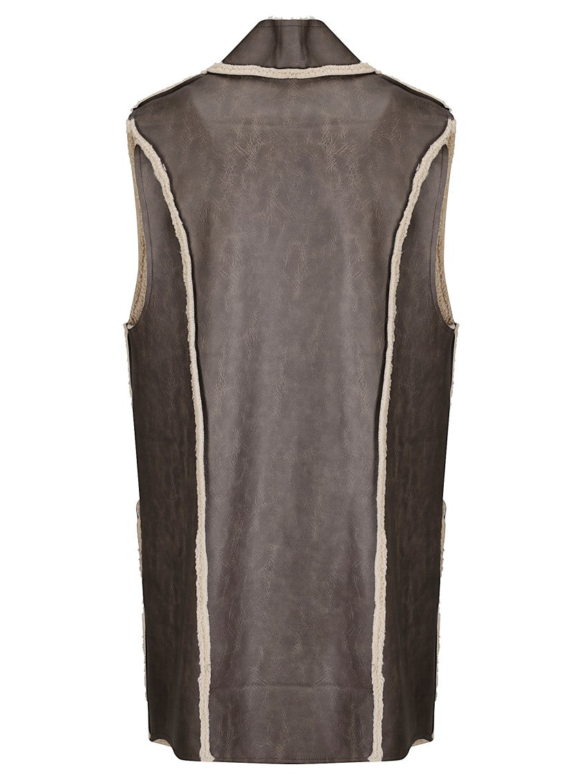 Stefano Mortari Long Sheepskin-Effect Vest In Synthetic Material