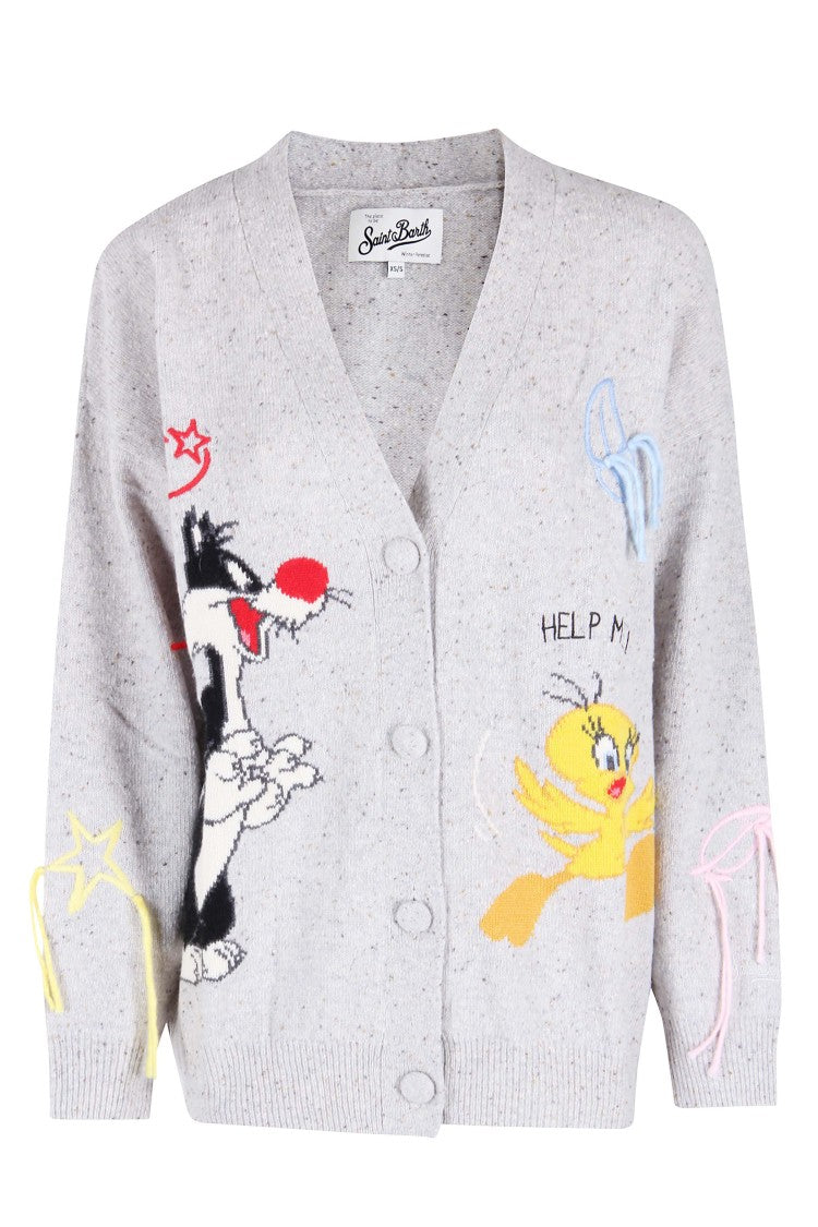 Mc2 Saint Barth Long Jacquard Donegal Cardigan