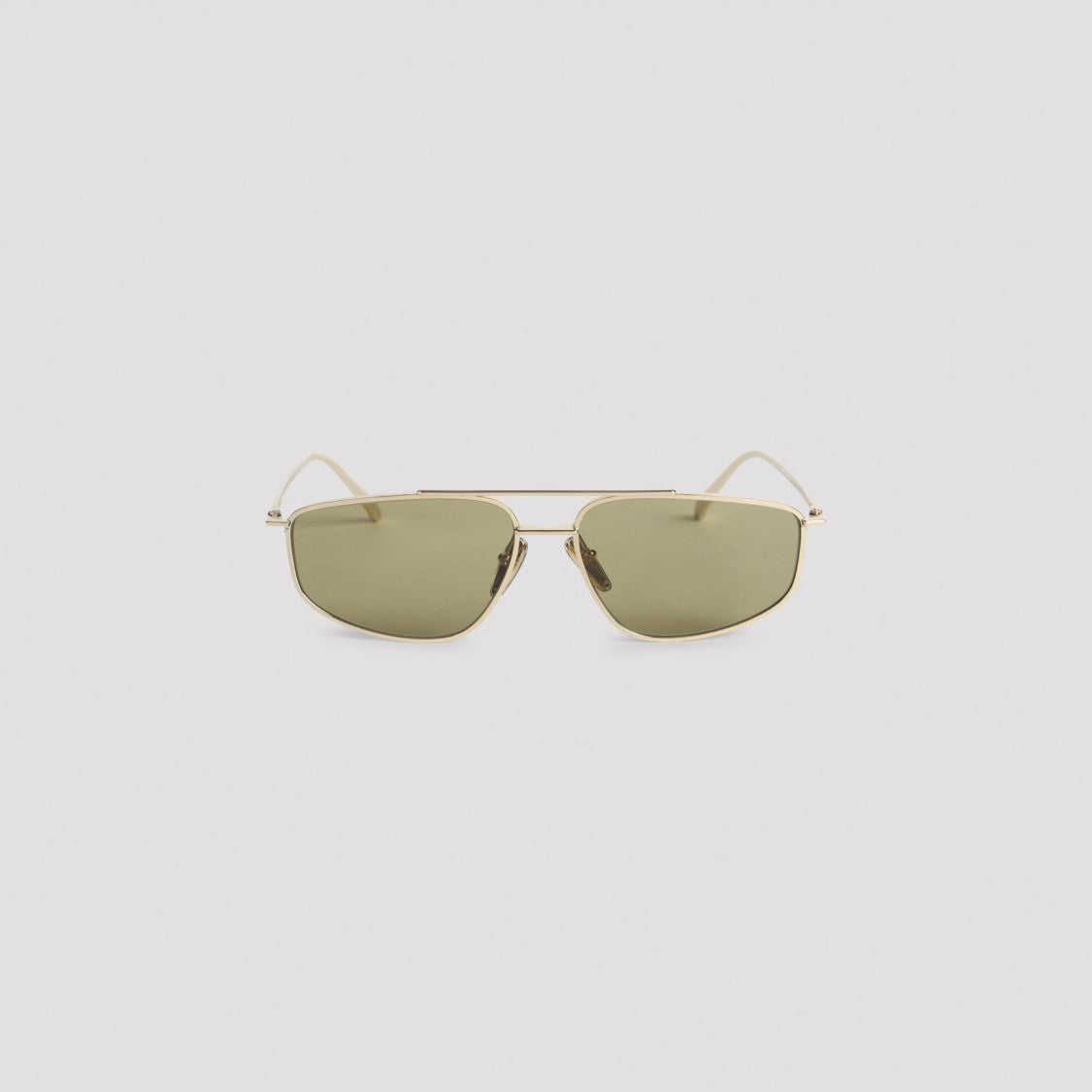 Prada Metallic Frame Sunglasses With Green-Tinted Lenses