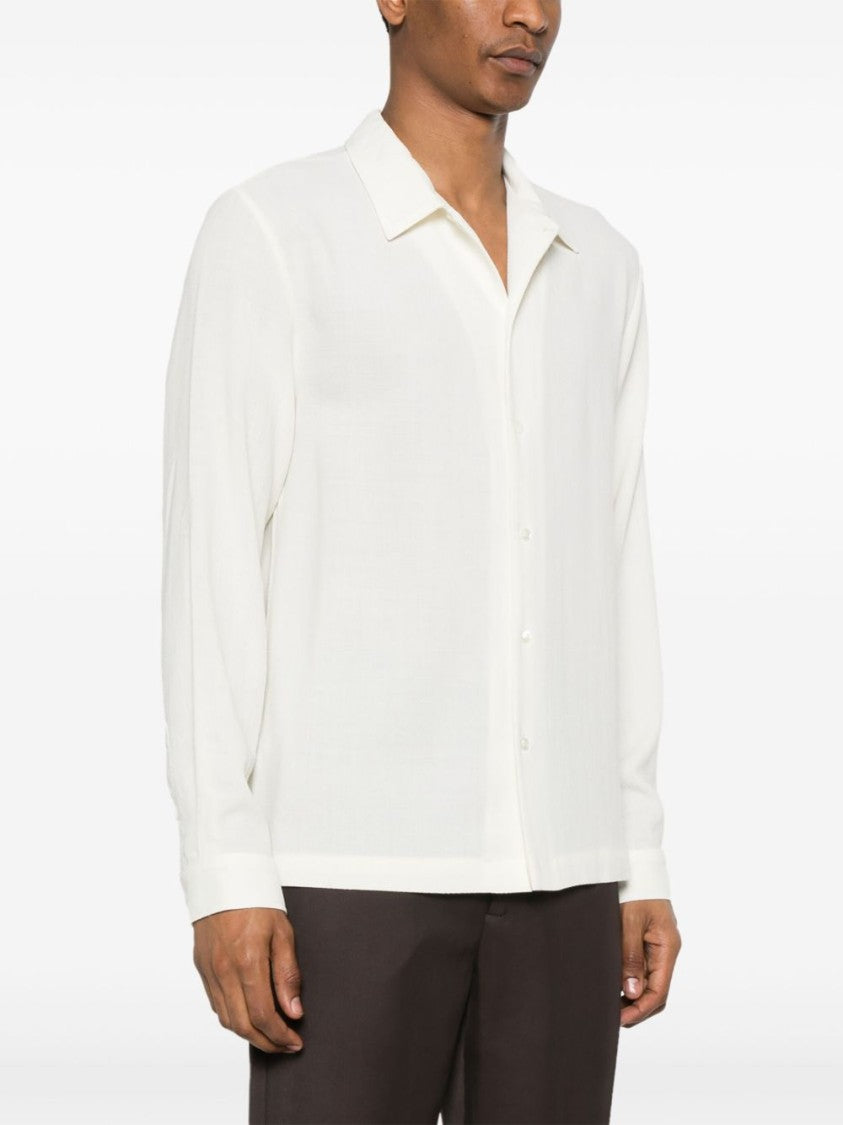 Séfr Relaxed Fit White Shirt With Classic Collar And Textured Finish