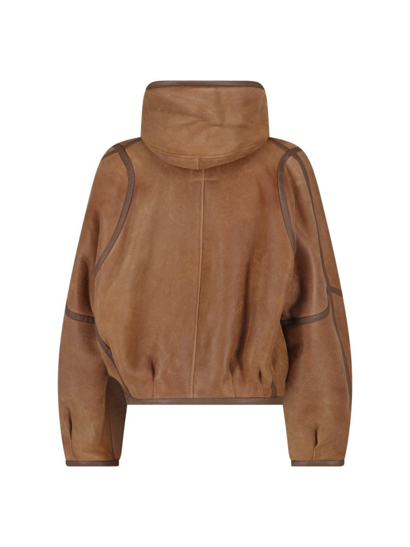 Isabel Marant Amiel Hooded Shearling-Lined Leather Jacket