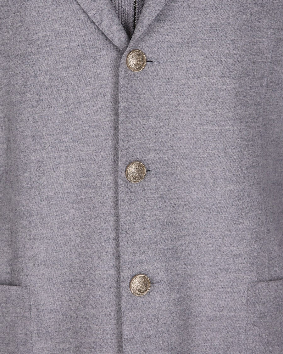 Eleventy Single-Breasted Wool Jacket With Ribbed Detailing
