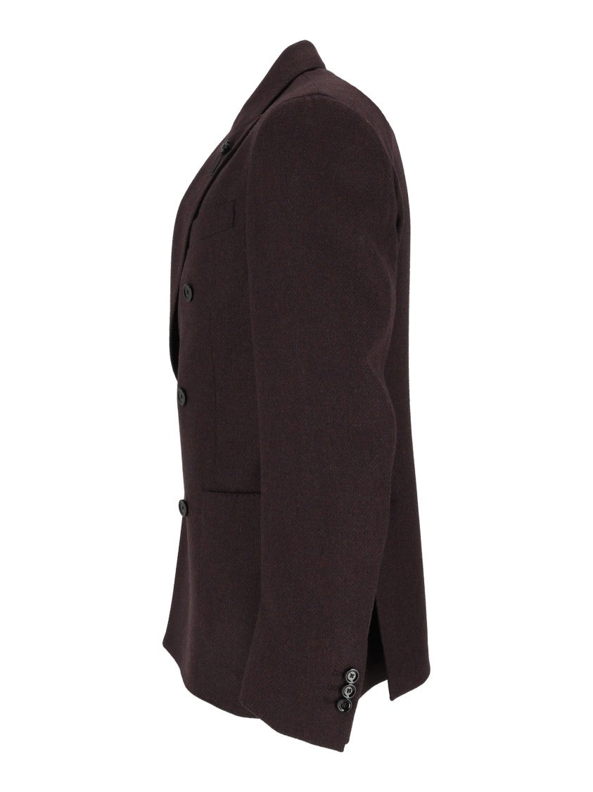 Lardini Double-Breasted Wool And Cashmere Blend Jacket With Wide Lapels