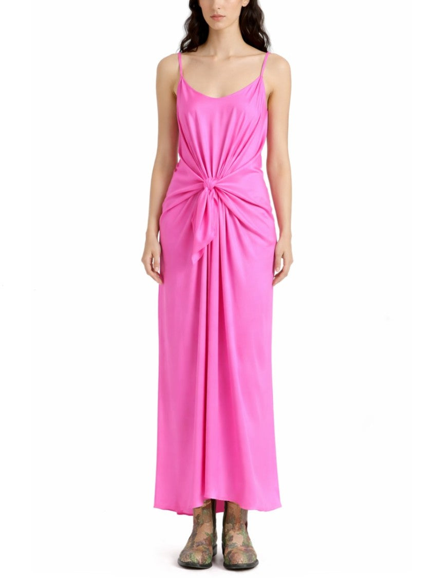 J. W. Anderson Vibrant Pink Silk Dress With Waist Knot Detail