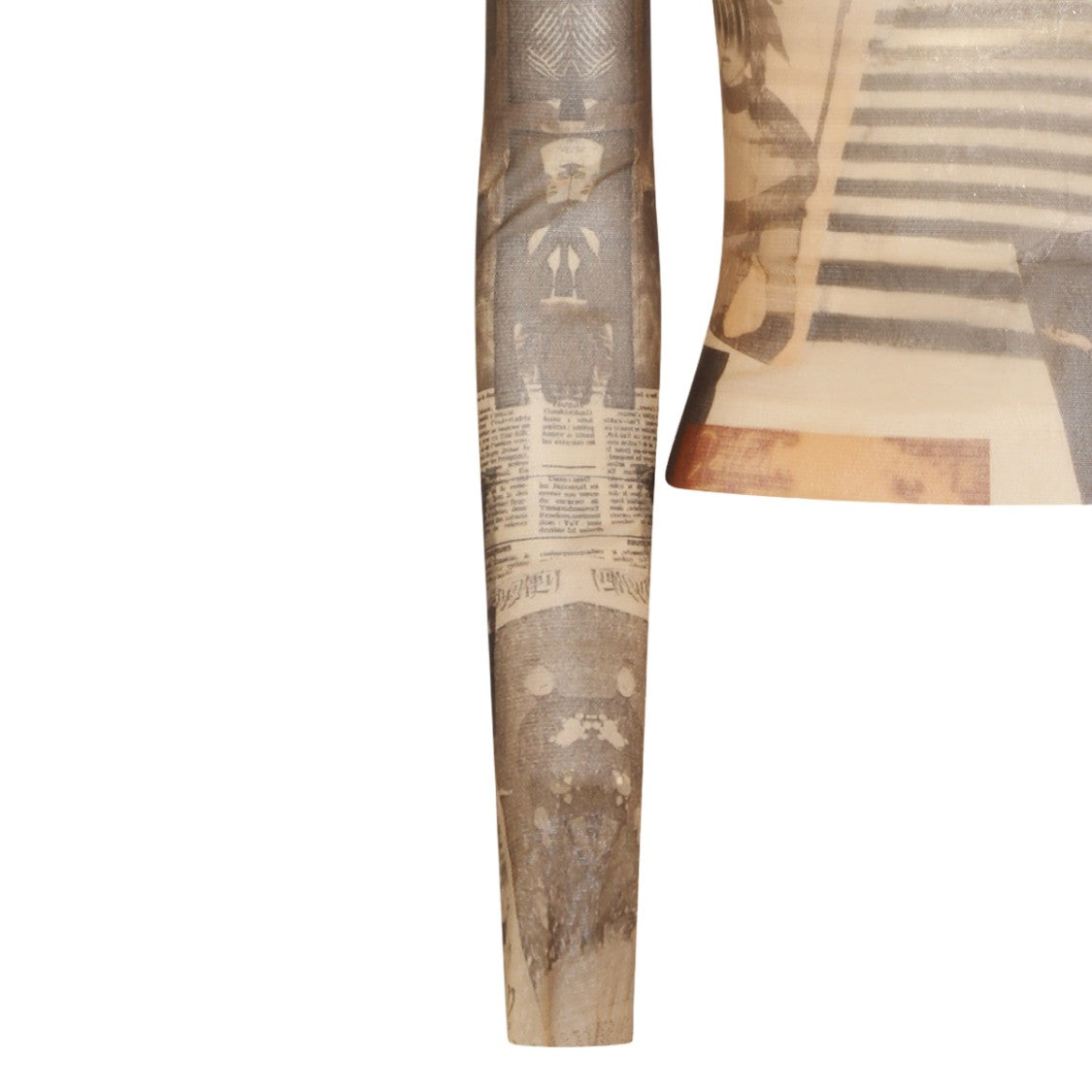 Jean Paul Gaultier Fitted Newspaper Print Long-Sleeved Top