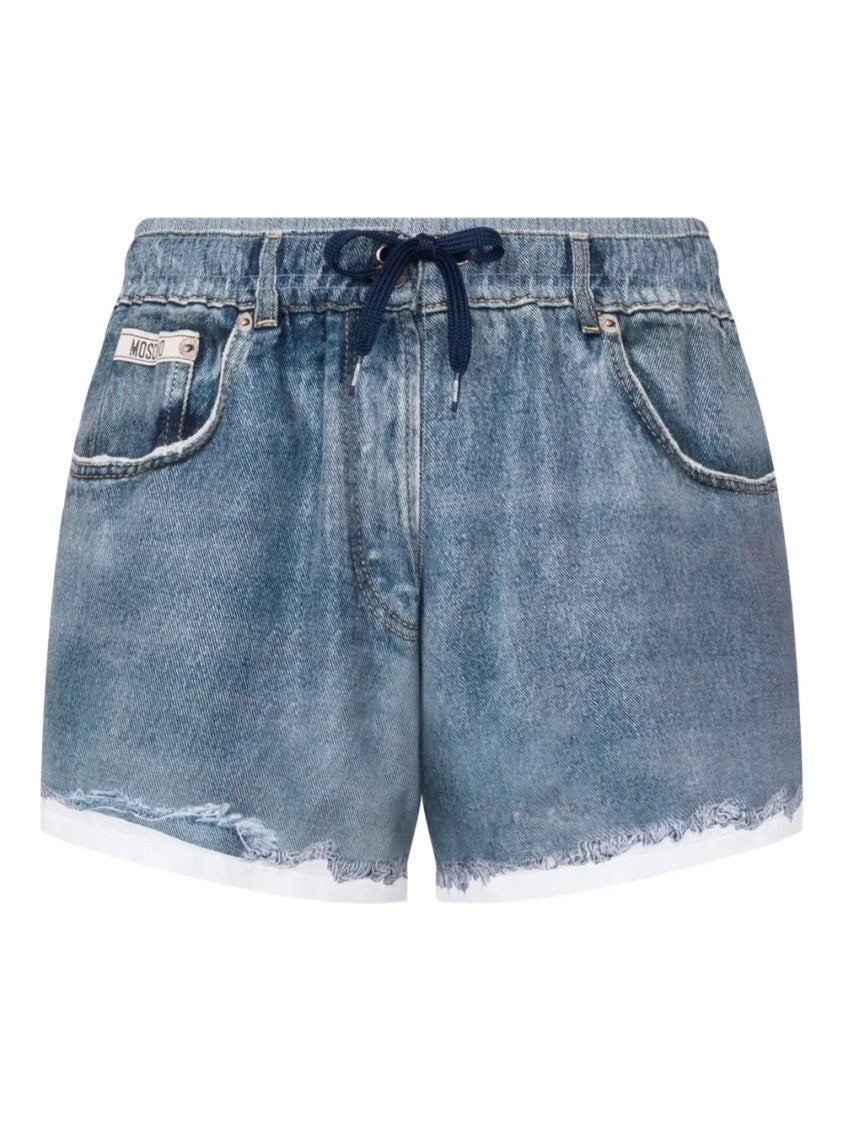 Moschino Faded Blue Casual Shorts With Distressed Hem