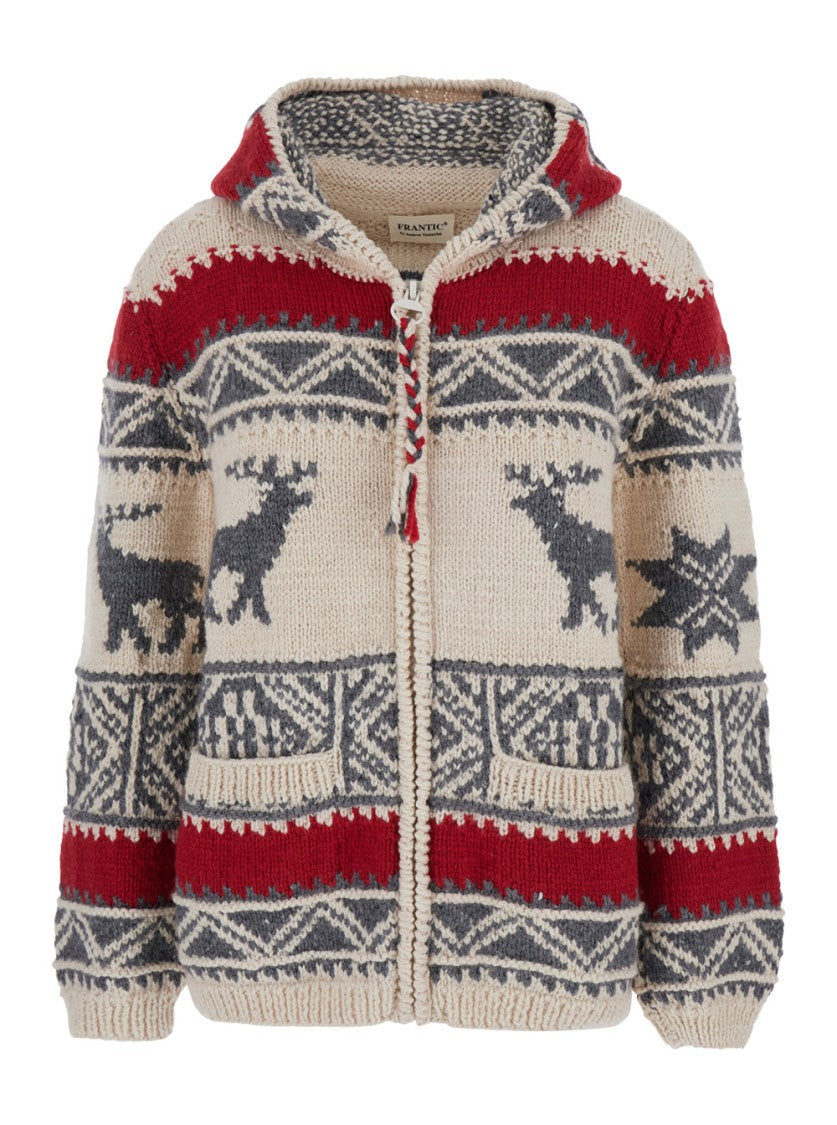 Frantic Multicolor Cardigan With Spread Collar