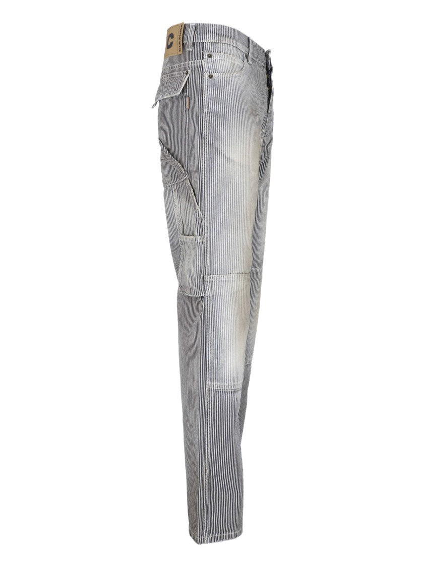 Cultura Relaxed Fit Denim Jeans With Vertical Pinstripe Pattern And Vintage Aesthetic