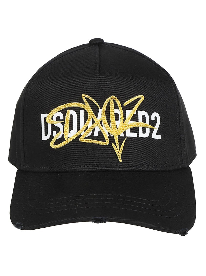 Dsquared2 Black Cotton Bold Logo Baseball Cap