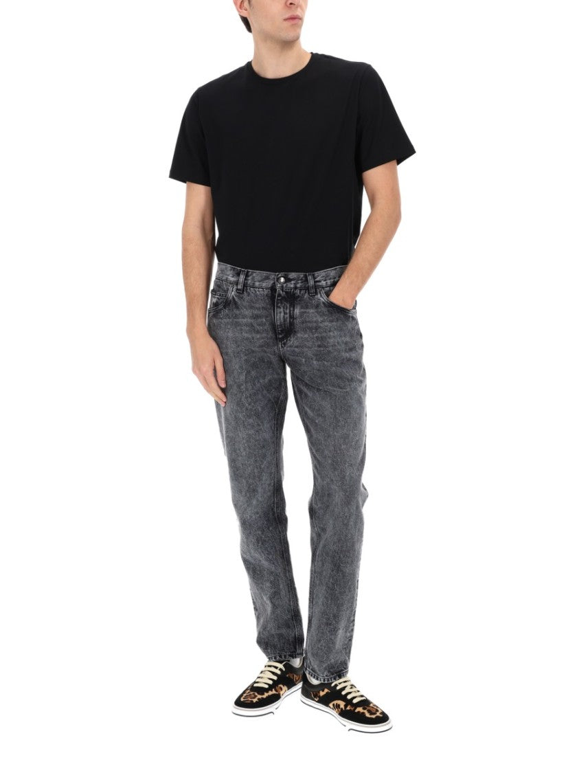 Dolce & Gabbana Washed Black Tapered Cotton Jeans