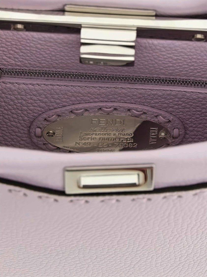 Fendi Structured Mini Handbag In Soft Lavender Pebbled Leather