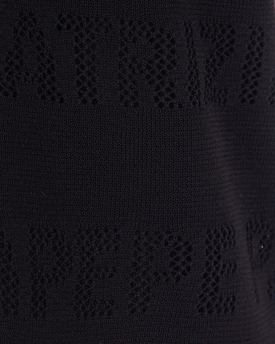 Patrizia Pepe Black Perforated Logo Top