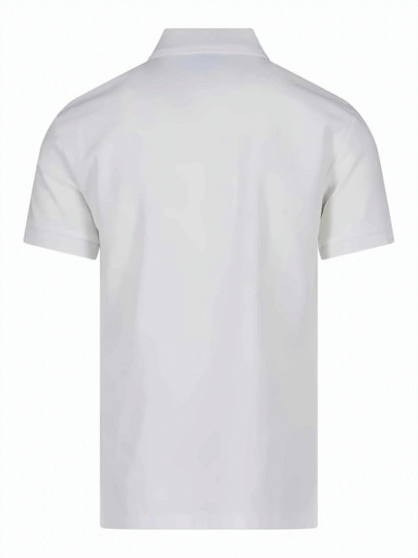Burberry Short-Sleeve Polo Shirt With Tonal Embroidery And Checkered Detail