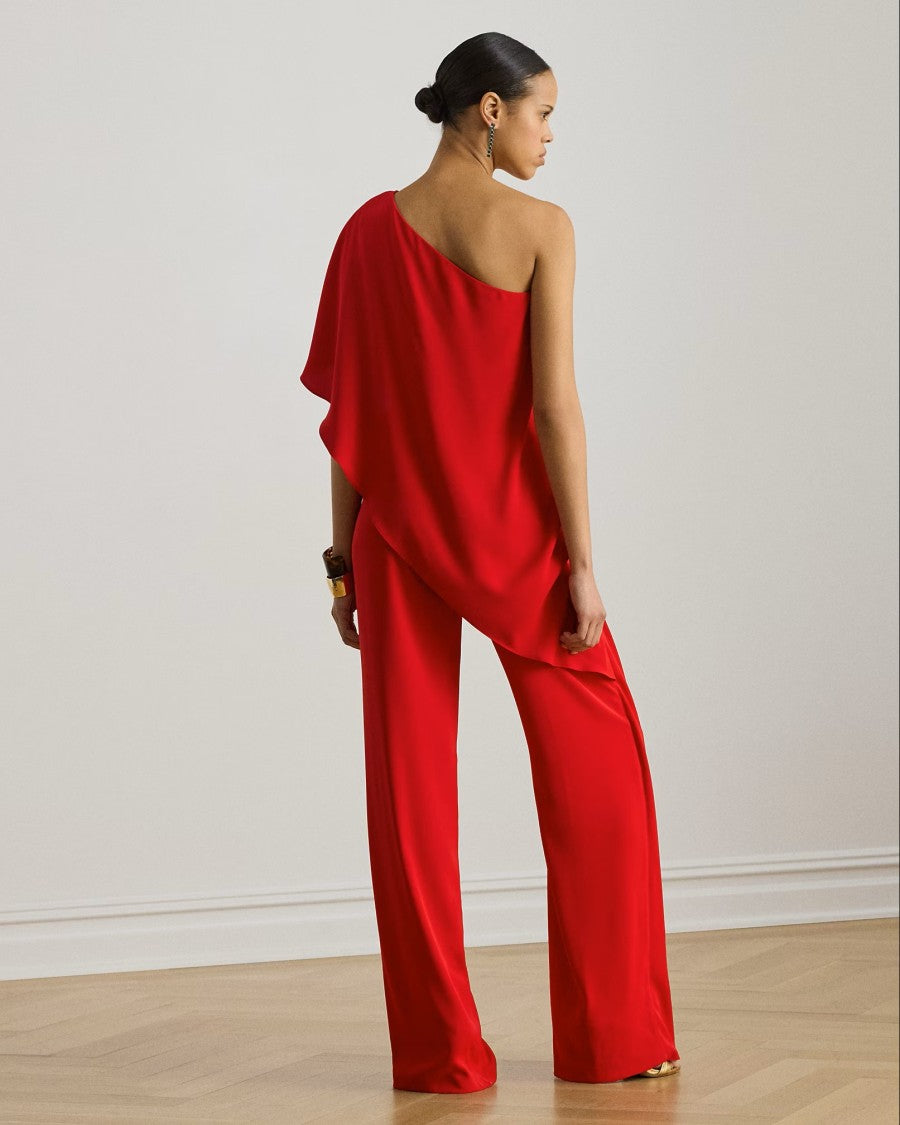 Lauren Ralph Lauren Red Silky Georgette Jumpsuit