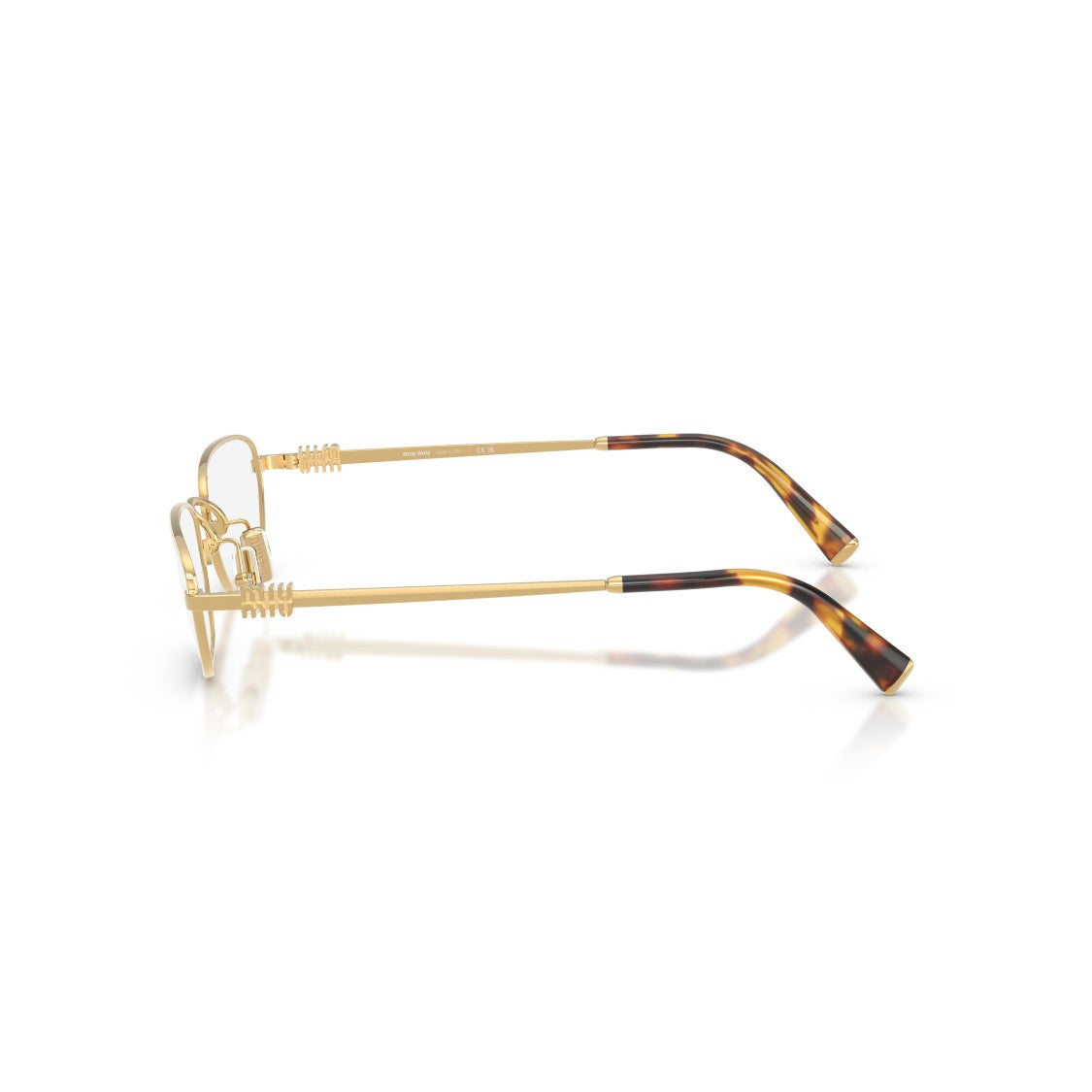 Miu Miu 0Mu 52Zv Polished Gold Rectangular Metal Sunglasses