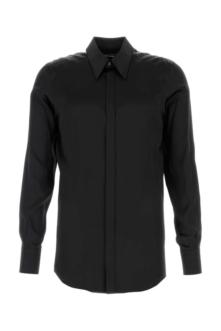 Dolce & Gabbana Black Satin Martini Shirt