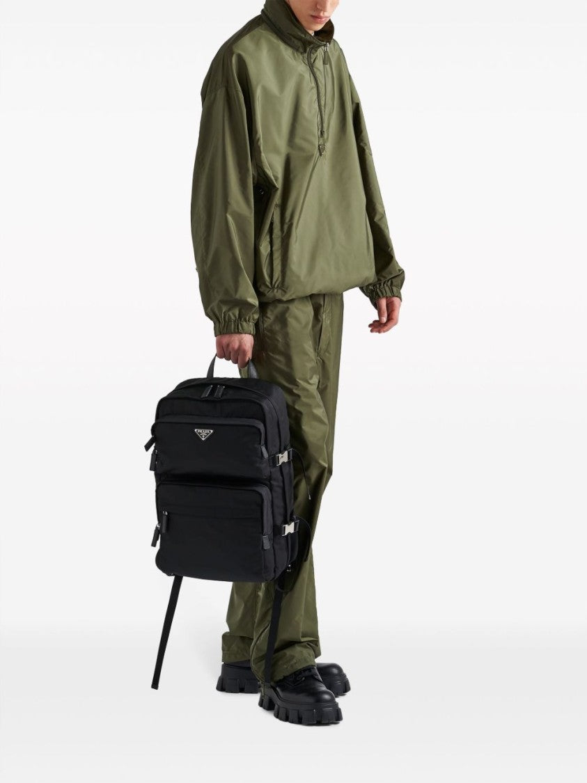 Prada Black Structured Zippered Compartments Backpack