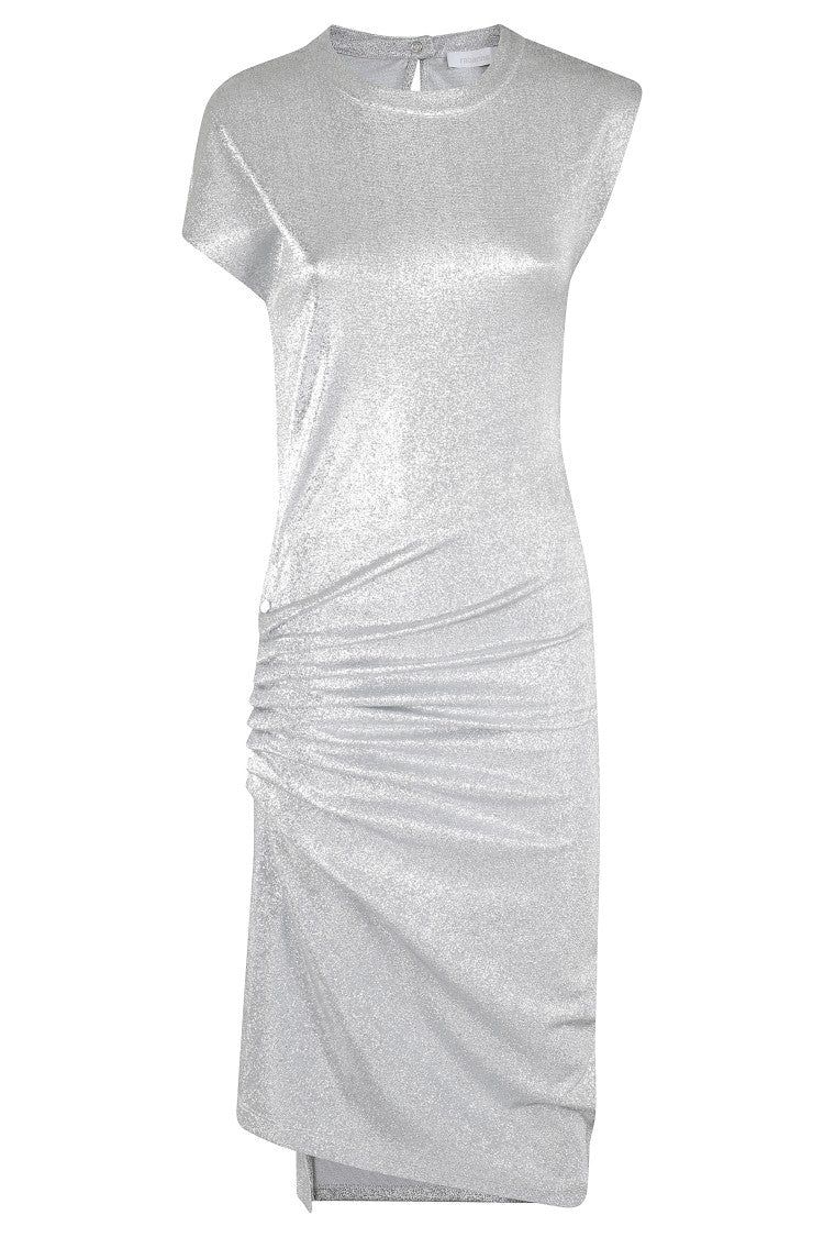 Rabanne Silver Draped Evening Dress