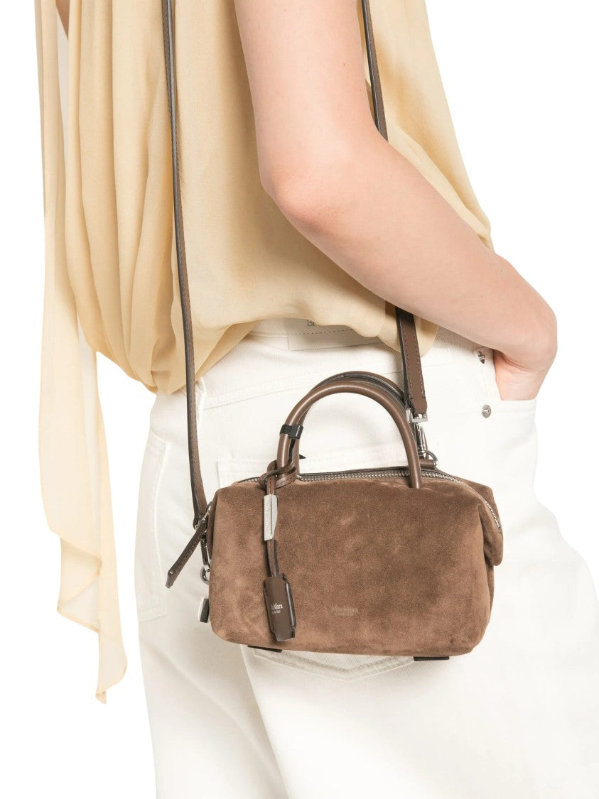 Max Mara Brown Holdallsling Mini Suede Duffel Bag