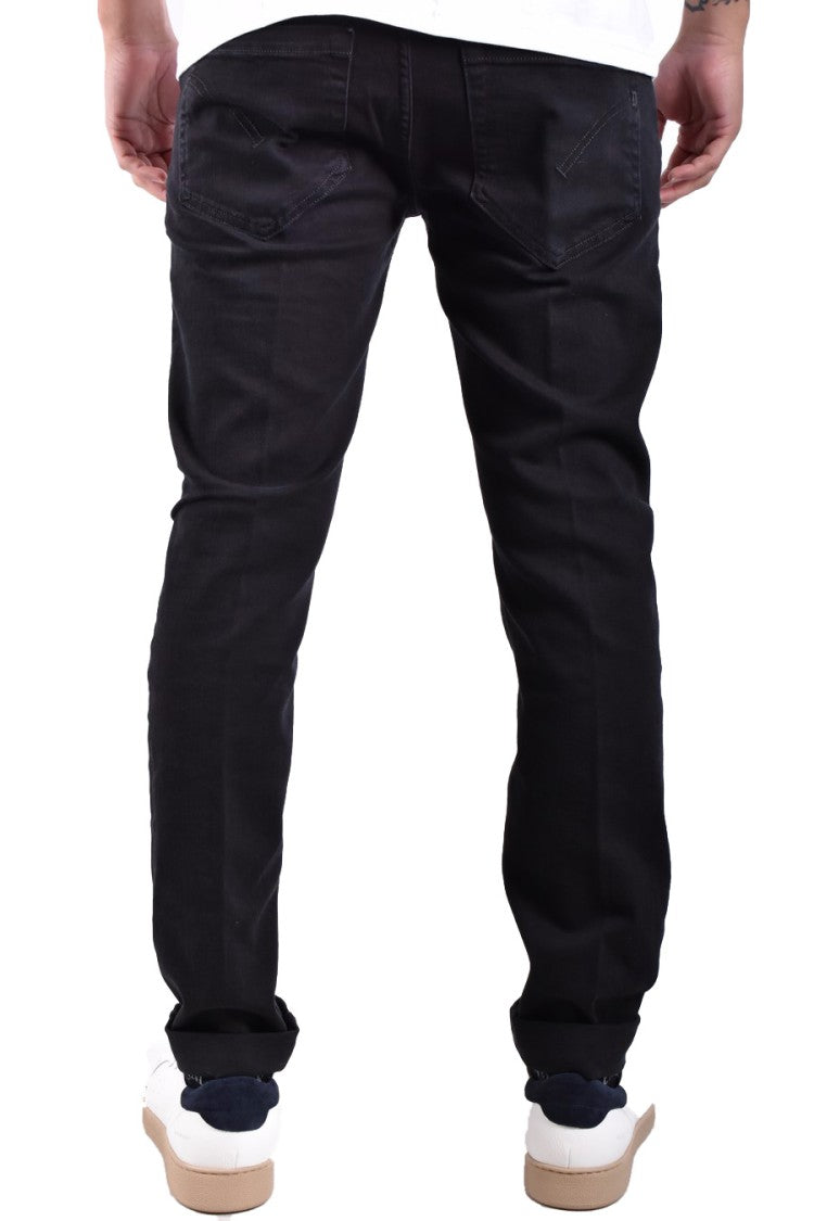 Dondup Black Slim Fit Metal Logo Jeans