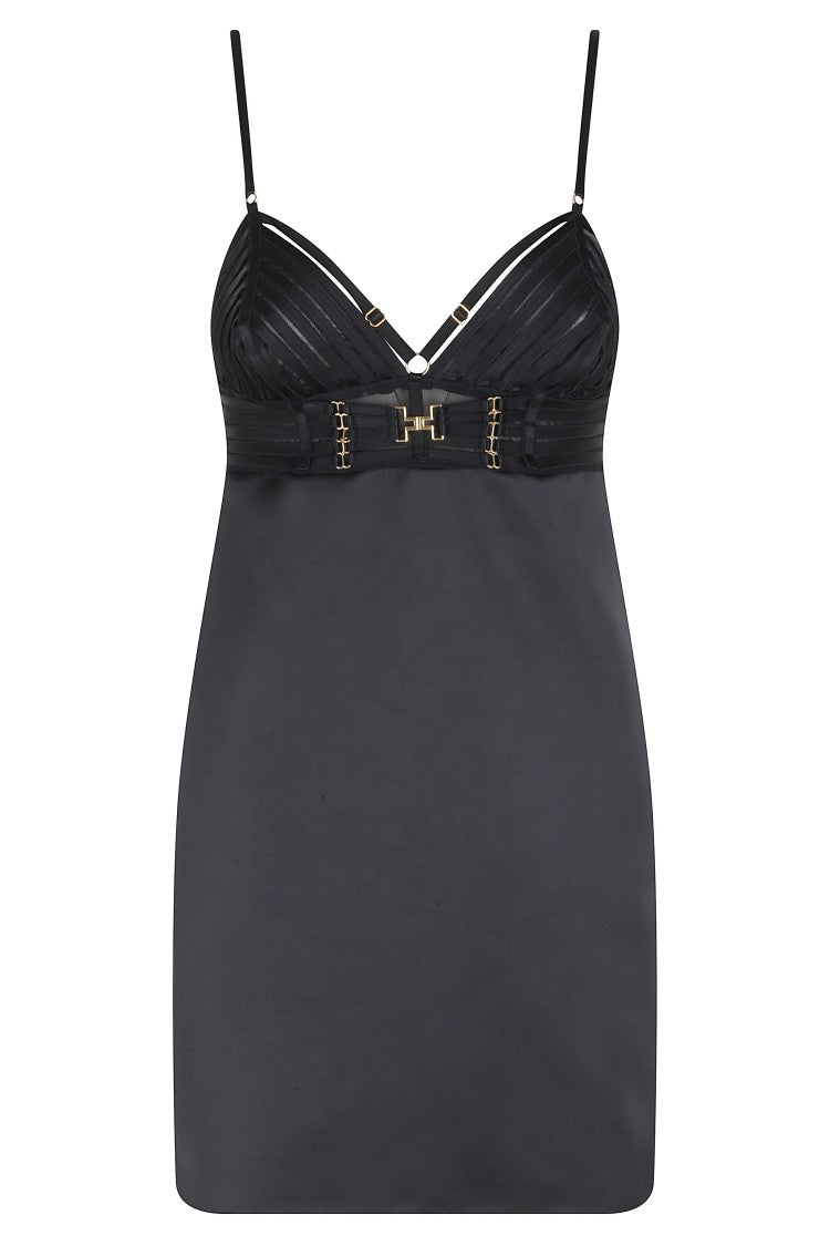 Elisabetta Franchi Black Metal Logo Sweetheart Polyester Mini Dress