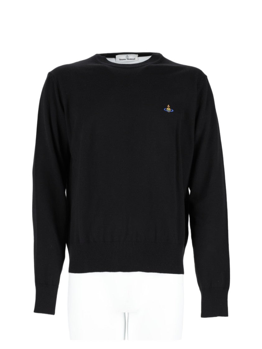 Vivienne Westwood Black Cotton-Blend Logo Knit Sweater