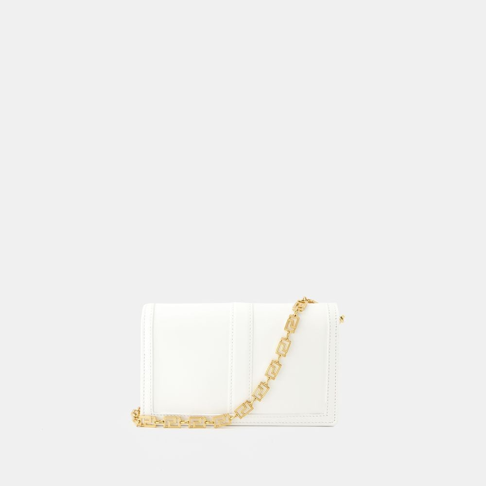 Versace Greca Goddess Wallet On Chain - Leather - White