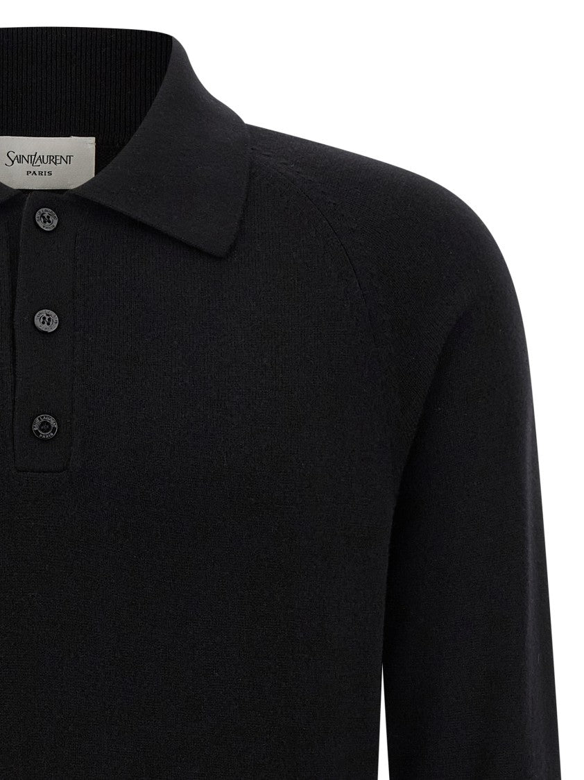 Saint Laurent Long-Sleeved Polo Shirt With Classic Collar