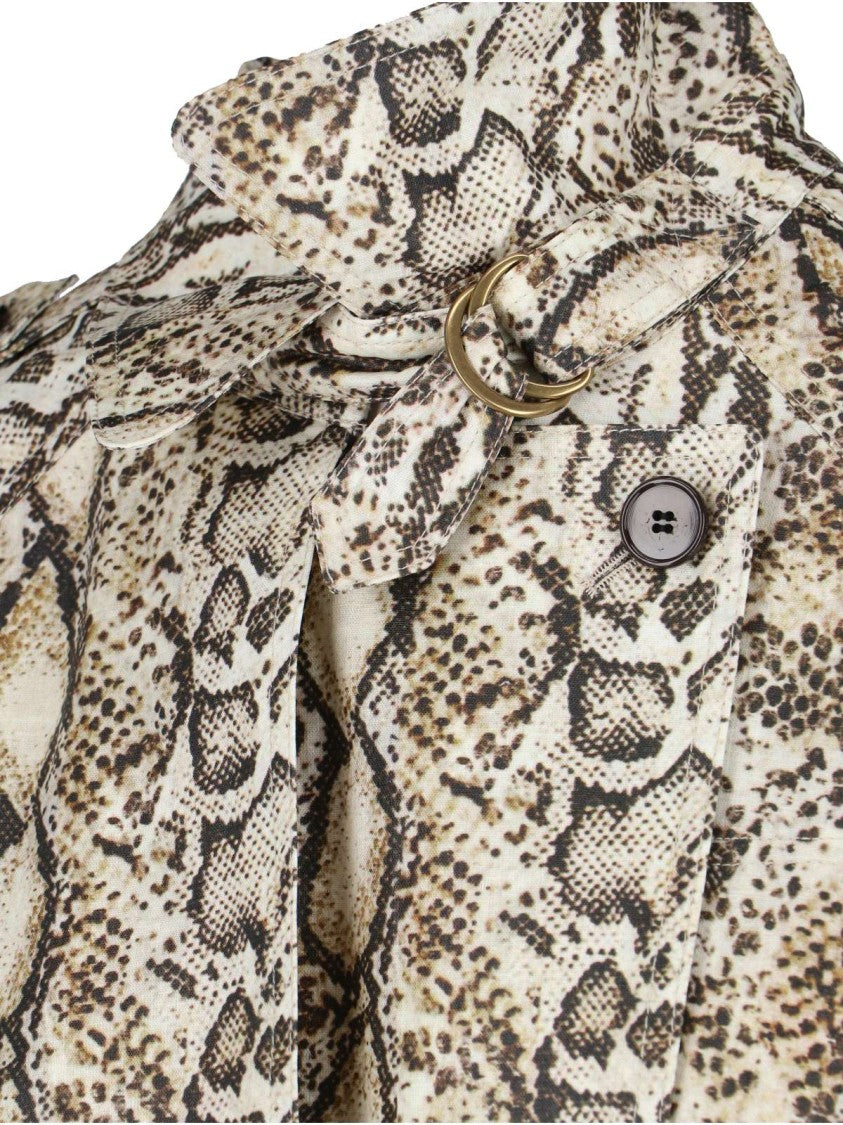 Isabel Marant "Freanne" Python Print Trench Coat – Beige