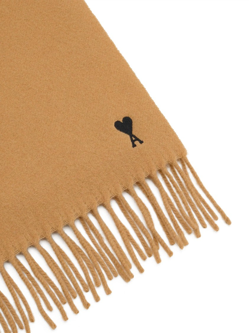 Ami Rich Brown Wool Scarf With Soft Texture