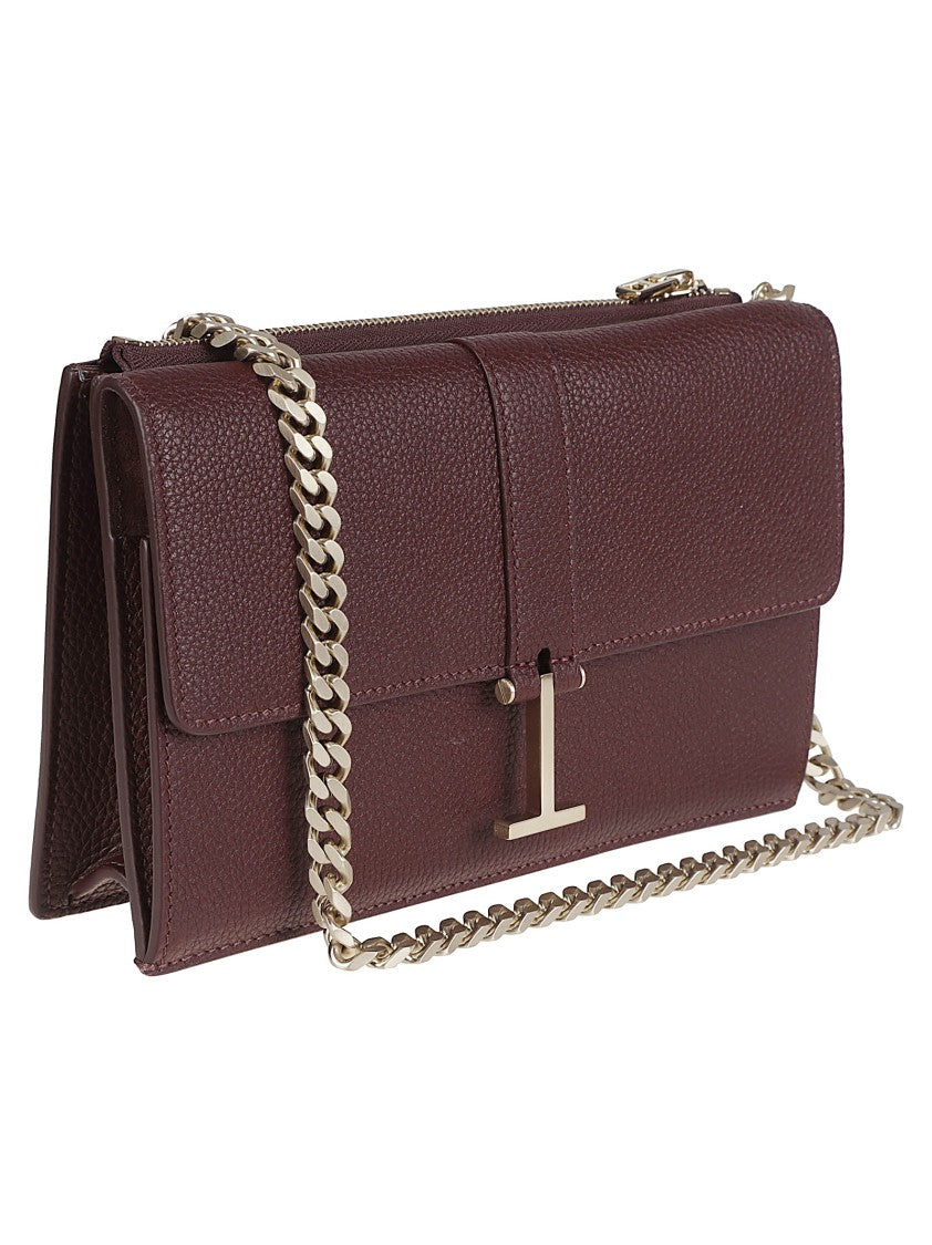 Tom Ford Textured Leather Shoulder Bag With Metallic T Clasp