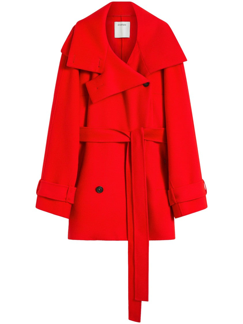 Max Mara Tailored Red Virgin Wool Coat With Classic Silhouette