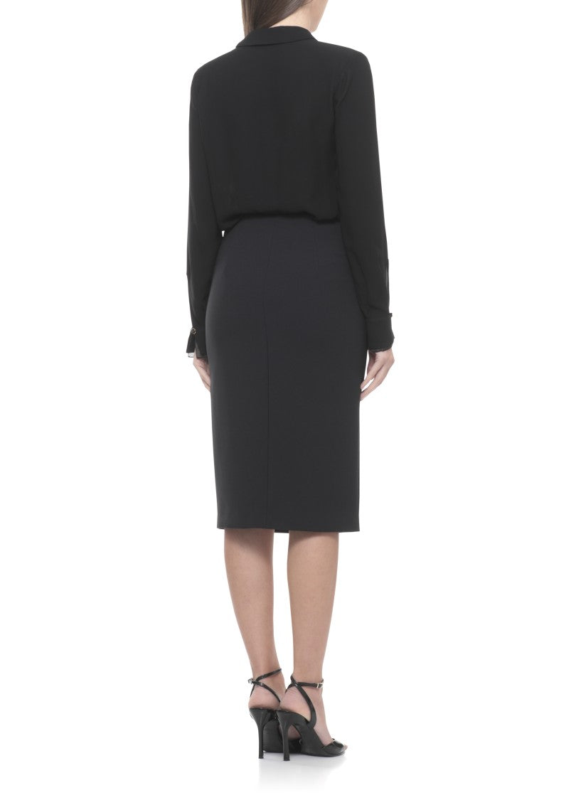 Elisabetta Franchi Black Viscose Wide-Neck Bodysuit