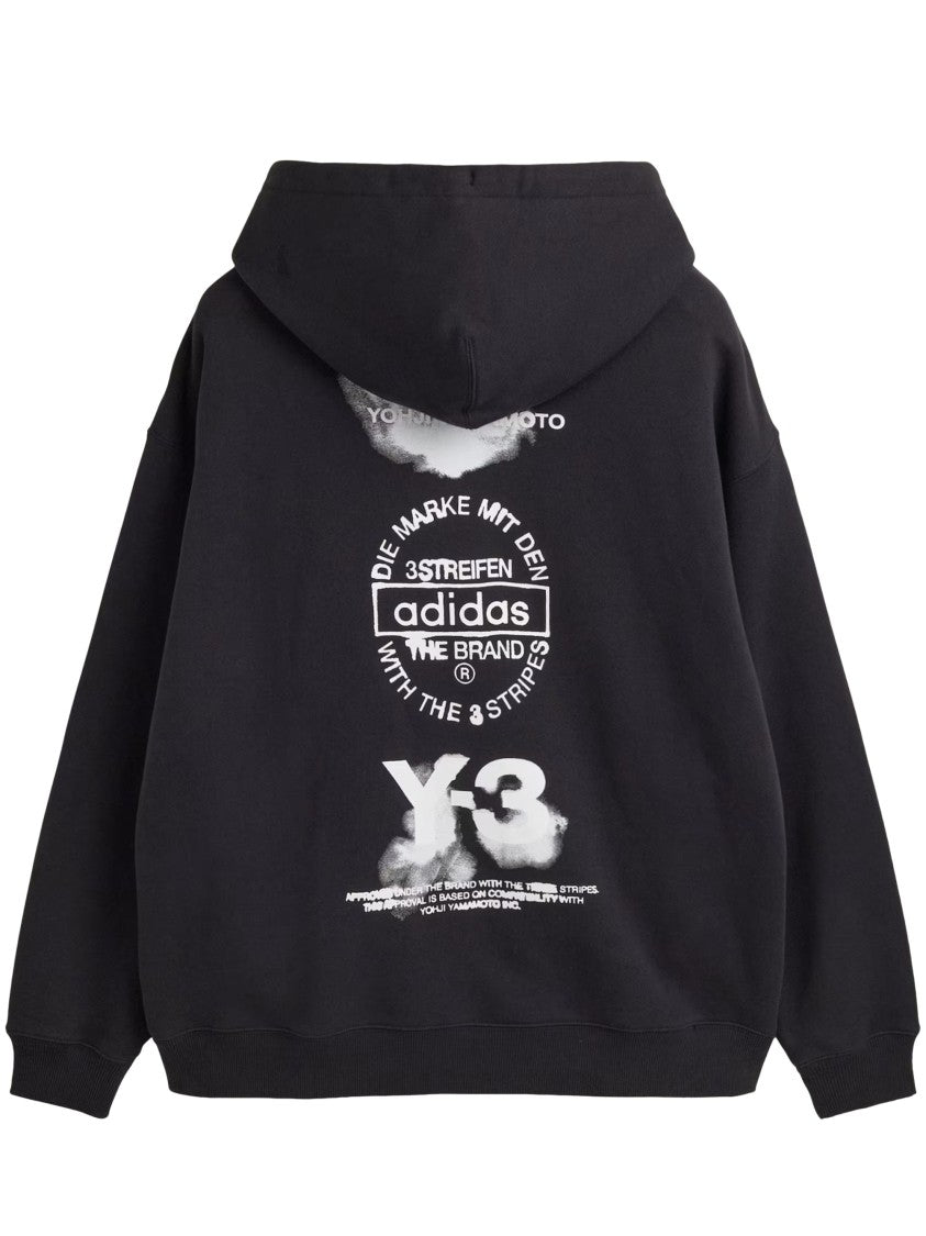 Y-3 Hooded Cotton Sweater With Graphic Print