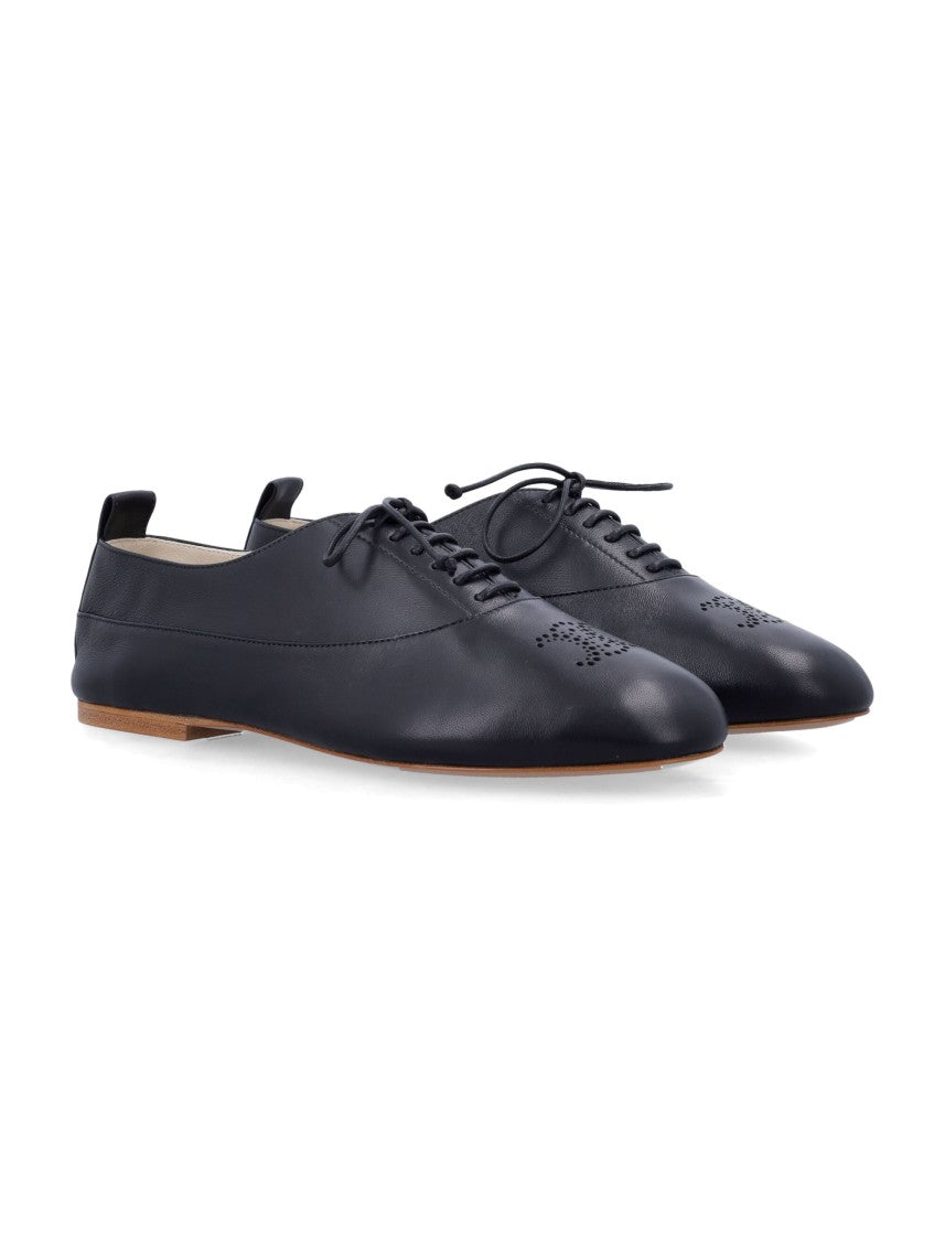 Céline Perforated Lambskin Richelieu Shoes With Almond Toe