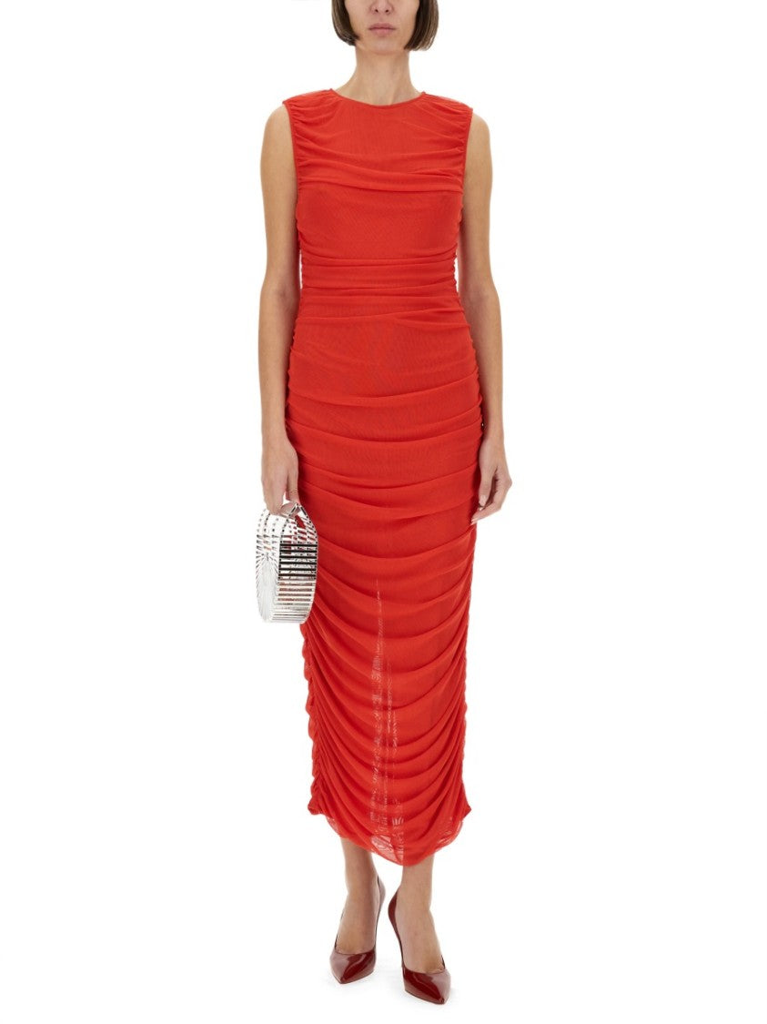 Rotate Draped Red Maxi Dress