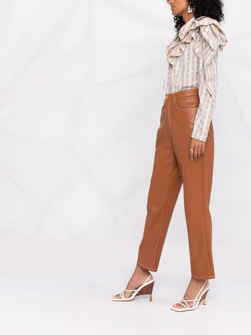 Ulla Johnson Ruffled-Neck Check Pattern Blouse