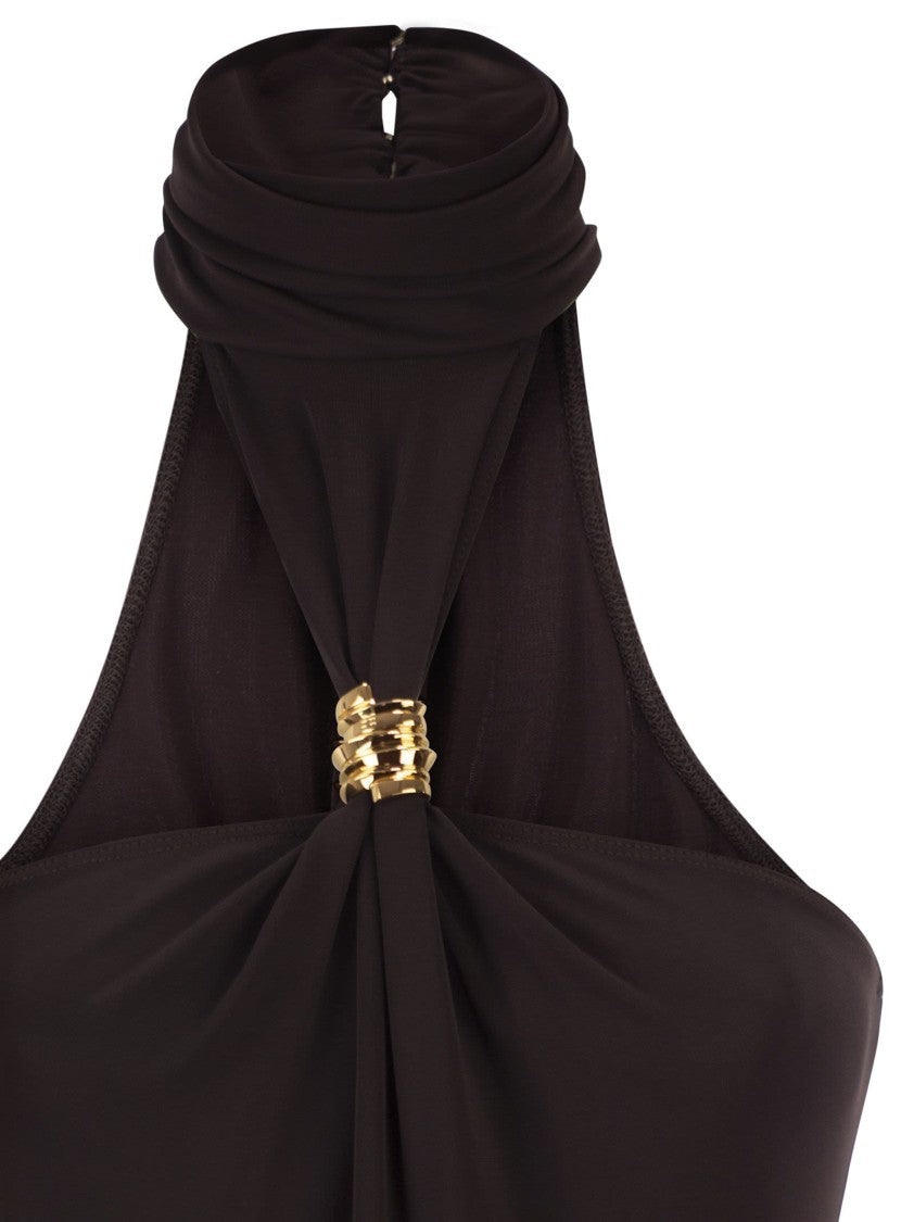 Elisabetta Franchi Crêpe Jersey Bodysuit With Jewel Detail